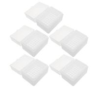 DIYEAH Boîte de Rangement en Plastique Blanc Capacité 96 Emplacements 5 Pièces Étui Solide pour Embouts de Pipette Universels pour Laboratoire et Centres de Recherche