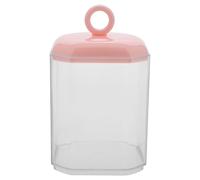 DIYEAH Boîte de Rangement et Cotons Démaquillants avec Couvercle, Petite Taille Rose, Transparent, Organiseur Multifonction pour Salle de Bain, Accessoire Pratique et Étanche