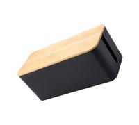 DIYEAH Boîte de Rangement pour Câbles Gestionnaire de Lignes Électriques Rond en Plastique et Bois Imitation Bois Collecte des Câbles pour Bureau et Salon