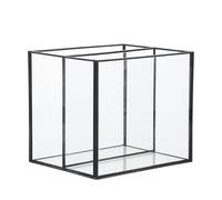 DIYEAH Boîte de Rangement pour Cosmétiques en Verre à Deux Compartiments, Plateau de Tri pour Bijoux Noir Barre Cuivre, Organisateur de Table Polyvalent pour Salle de Bain et Coiffeuse,