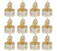 DIYEAH Boîtes à Bonbons pour Mariage en Plastique Doré, 12 Pièces, Boîtes D'emballage Festives Nœud Décoratif, Coffrets Présents pour Fête, pour Dragées et Bonbons Invités