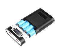 DIYEAH Boîtier de Batterie Externe 18650 Double USB Charge Rapide, Portable Léger, Compatible Bricolage, Batterie Rechargeable 4 Emplacements, Affichage Écran, Noir, Usage Voyage