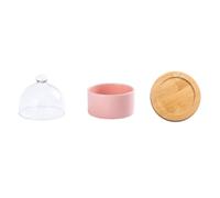 DIYEAH Bol à Dessert en Bois avec Couvercle, Verre et Céramique Rose | Léger et Polyvalent, Style Élégant et Mode, pour Mariage, Vitrine Pâtissière