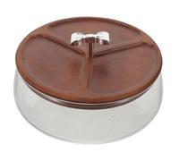 DIYEAH Bol alimentaire en verre - Bol de service de 1200 ml avec couvercle en bois pour la cuisine et les événements - Récipient de rangement en verre transparent pour desserts et amuse-gueules
