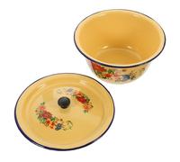 DIYEAH Bol en Émail Vintage avec Couvercle 0,6l pour Pétrir la Pâte sans Bavures, Anti-taches, Vaisselle Émaillée Pratique Cuisine Style Aléatoire