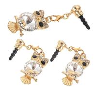 DIYEAH Bouchon Anti-Poussière Hibou en Strass pour Écouteurs Lot de 3 Compatible Téléphone Décoration Couleur Argentée