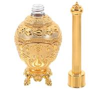 DIYEAH Bouteille en Verre Gaufré pour Eau Bénite Flacon en Alliage Doré Petite Bouteille Décorative pour Prière Récipient Religieux pour Maison et Église Usage Spirituel Polyvalent