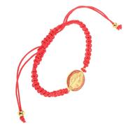 DIYEAH Bracelet Saint Benoît Ajustable en Alliage et Ficelle Rouge, Léger et Élégant pour Tenue Quotidienne ou Robe