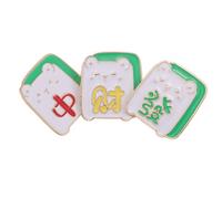 DIYEAH Broche à Caractères Chinois Mahjong 3pcs en Alliage de Zinc, Épingle Facile à Poser et Retirer, Style Vintage Unique pour Vestes et Chapeaux en Soirée ou Tenue Décontractée
