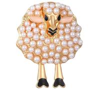 DIYEAH Broche agneau en fausse perle, épingle de revers mouton pour | Bijou rétro en forme d'animal, fausse perle, décoration de revers de veste, idée cadeau pour les fêtes