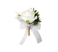 DIYEAH Broche Fleur Blanche et Verte Artificielle pour Mariage Épingle à Vêtements Marié et Mariée Décoration Banquet Élégant Accessoire Floral pour Robe et Costume Broche de Mariage