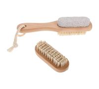 DIYEAH Brosse à Ongles en Bois Beige avec Manche, Poils Naturels et Pierre, Brosse de Bain Multi-usage pour Ongles et Pieds, pour Spa et Soin Quotidien