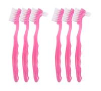 DIYEAH Brosse à Prothèses Dentaires Double Face Souple 6 Pièces Rose Fuchsia Outil de Nettoyage pour Soins Dentaires Seniors Brosse Portable et Fausses Dents