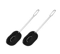 DIYEAH Brosse à Verre et Goupillon pour Biberons 2 Pièces Manche Acier Inoxydable Noir Brosse de Nettoyage Ergonomique pour Verres, Tasses et Biberons Usage Quotidien