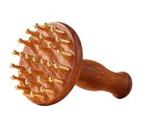 DIYEAH Brosse de Massage Méridienne en Bois de Santal et Laiton, Peigne Masseur Corporel Manuel pour Cuir Chevelu, Dos, Cuisses et Bras, Outil Compact et Portable pour Relaxation