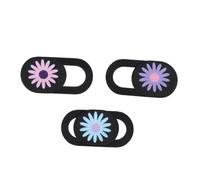 DIYEAH Cache Caméra Ordinateur, Couvercle de Webcam à Glissière, Lot de 3, Abs Noir, Motif Chrysanthème, pour Ordinateur Portable Bureau, Protection de Confidentialité Couleur Aléatoire