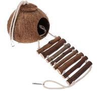 DIYEAH Cachette de Bernard-l'hermite et Reptiles en Bois Marron en Forme de Coquillage avec Échelle, Petit Abri Pratique pour Terrarium et Habitat de Crabe