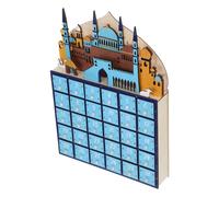 DIYEAH Calendrier en Bois LED Compte à Rebours du Ramadan 30 Jours avec Lumière D'ambiance Bleu, Ornement de Table pour Décoration Maison Aïd Moubarak