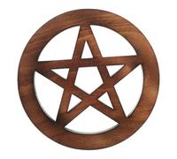 DIYEAH Carreau d'Autel Pentagramme en Bois Massif Marron Clair Décoration Rituelle Païenne Wicca Ornement Rétro pour Cérémonie et Plateau Décoratif Accessoire Mystique pour Table et