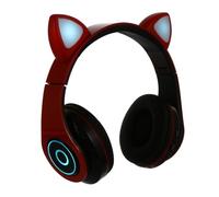 DIYEAH Casque sans Fil Pliable à Oreilles de Chat Lumineux Stéréo Design Mignon pour Musique et Vidéo Cadeau