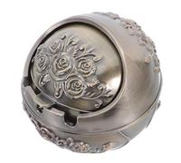 DIYEAH Cendrier Décoratif en Métal avec Couvercle Petit Modèle Rond Couleur Bronze Rose Résistant aux Chocs Cendrier Intérieur et Extérieur pour Salon Terrasse et Bureau Accessoire