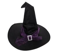 DIYEAH Chapeau Sorcière Halloween avec Plis et Motifs Étoiles Lune Accessoire Réutilisable pour Costume Femme Fête Carnaval