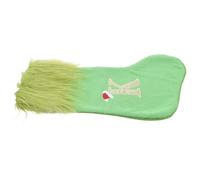 DIYEAH Chaussette de Noël Géante Tricotée Verte avec Bordure Peluche Brodée Lettre K Décoration Suspendue pour Sapin et Fête Familiale Pochette Cadeau et Ornement Festif
