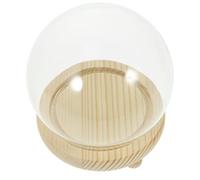 DIYEAH Cloche en Verre Sphérique Transparente 12 CM avec Base en Bois Naturel Porte-Verres Décoratif pour Micro-Paysages Terrariums Fleurs Séchées et Décor Intérieur