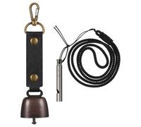 DIYEAH Clochette Anti-Ours en Métal Noir avec Sifflet de Survie Gris et Cordon, Équipement de Prévention pour Randonnée et Camping, Accessoires de Sécurité Extérieure pour Randonneurs