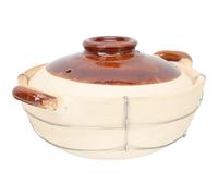 DIYEAH Cocotte à Poignée Unique 05 L en Argile Résistante à la Chaleur Marmite Cuisine pour Cuisson de Riz au Poulet Braisé Pot en Terre Cuite Blanc Fil Métallique Ustensile Ménager