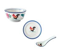 DIYEAH Coffret 3 Bols en Céramique Élégants Motif Coq, Multifonction pour Nouilles, Soupe et Dessert, Bol Cuisine Chic et Sûr pour Usage Quotidien Couleur Aléatoire