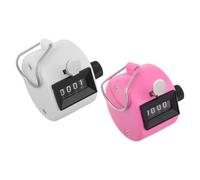 DIYEAH Compteur Manuel Mécanique à Cliquet 4 Chiffres Portable, Plastique Blanc et Rose, Lot de 2 Pièces, pour Comptage de Rotation et Inventaire de Petits Jeux