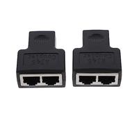 DIYEAH Connecteur Réseau Rj45 Répartiteur 1 à 2 Ethernet, Adaptateur Ethernet Compact, Usage Bureau Et Domicile, Partage Réseau Simultané, Lot De 2 Pièces, Couleur Noire
