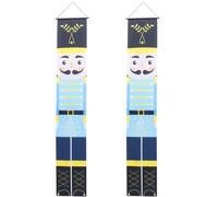 DIYEAH Couplet de Noël Décoratif en Polyester Panneau de Porche de Noël Motif Casse-Noisette Chevalier Coloris Vif Set de 1 Paire Ornement Festif pour Porte D’Entrée Décoration de