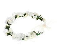 DIYEAH Couronne de Fleurs Blanche pour Mariée, Bandeau Floral Léger en Fibres Synthétiques, Accessoire pour Cheveux de Demoiselle D'honneur, Photo, Plage et Cérémonie, Guirlande Mariage