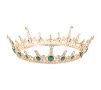 DIYEAH Couronne de Mariage Baroque en Alliage et Cristal Vert, Accessoire Élégant pour Mariée, Forme Ronde pour Occasions Spéciales et Bals