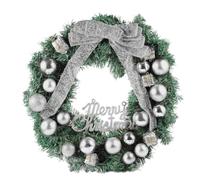 DIYEAH Couronne de Noël Guirlande de Noël Décorative Verte, PVC et Tissu, Aspect Réaliste, Facile à Entretenir, Ne Fane Jamais, pour Banquet et Fête