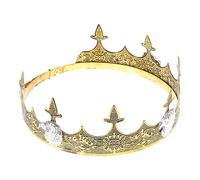 DIYEAH Couronne de Prince Royale Homme en Alliage Couleur Or Antique, Taille, Accessoire Costume Roi pour Mariage, Anniversaire, Bal de Fin D’année et Fête Cosplay, Couronne Délicate