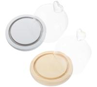 DIYEAH Couvercles en Verre pour Fleurs Stabilisées 2 Pièces Base en Bois Blanc et Jaune, Cloche Décorative pour Micro-paysages, Protection Fleur Éternelle, Accessoire Décoration