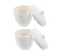 DIYEAH Creuset en Céramique de Laboratoire 70ml Résistant Haute Température avec Couvercle Blanc, pour Recherche et Enseignement, Lot de 2 Pièces