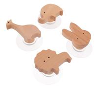 DIYEAH Crochets Muraux Bois à Formes Animaux Mignons Patères Portemanteaux Robustes pour Vêtements Sacs et Clés Lot de Éléphant Lion Girafe Lapin
