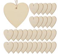 DIYEAH Cœurs En Bois À Peindre 50 Pièces Avec Cordes Découpes Rustiques Inachevées Pour Artisanat Bricolage Mariage Décoration Saint Valentin