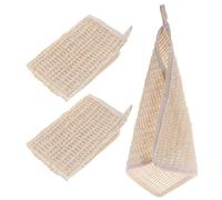 DIYEAH Débarbouillettes Serviettes de Toilette Lavables en Ramie et Coton Lot de 3 Légères et Multi-fonctionnelles Khaki pour Nettoyage Visage et Usage Familial