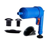 DIYEAH Déboucheur Canalisation à Air Pression avec Brosse de Nettoyage Pompe Manuelle et Ventouses Dégagement pour Toilettes Éviers et Canalisations Bleu