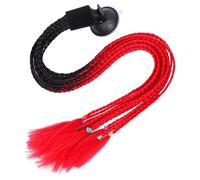 DIYEAH Décoration de Queue de Cheval Artificielle pour Casque Moto, Tresse Synthétique Noire et Rouge, Accessoire Coiffure Coloré, Postiche Tressée Pratique et Solide, Style pour Beauté