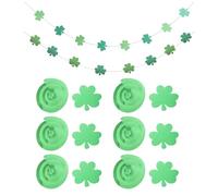 DIYEAH Décorations Suspendues Saint-patrick 8 Pièces Trèfle Vert Pailleté Spirale Pendentifs Fête en Plastique Guirlande Atmosphère Intérieur Extérieur