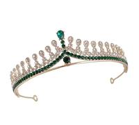 DIYEAH Diadème pour Femme en Alliage de Zinc Vert avec Cristaux et Acrylique, Couronne Décorative Soignée pour Mariage et Spectacles de Rôle