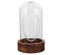DIYEAH Diffuseur Aromathérapie Verre Double Couche Vase Transparent avec Base Bois Ébène Flacon Vide pour Huiles Essentielles Décoration Intérieure Moderne et Stable
