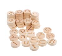 DIYEAH Disques de lettres en bois 52 pièces : pièces de lettres majuscules, cercles d'alphabet ronds pour l'artisanat, pendentifs, orthographe, de Noël, jeu d'alphabet à faire soi-même,