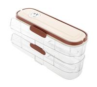 DIYEAH Distributeur à Œufs en Plastique Beige, Boîte de Rangement 2 Niveaux à Glissière, Peu Encombrant, pour Réfrigérateur Cuisine